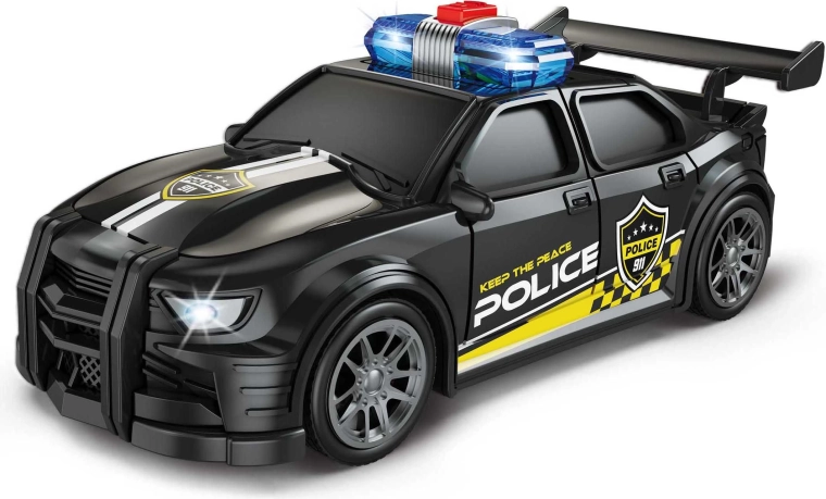 Auto della polizia con effetti luminosi e sonori da 16 cm