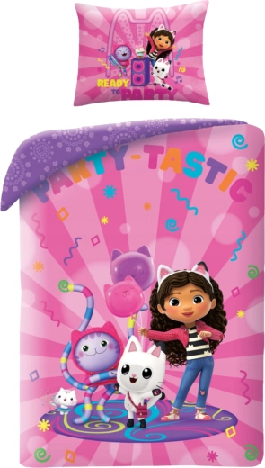 Biancheria da letto in cotone per lettino Gabby’s Dollhouse Party Tastic viola
