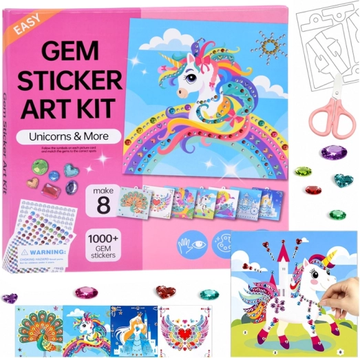 Set mosaico diamante per bambini per decorare immagini con cristalli (8 immagini)