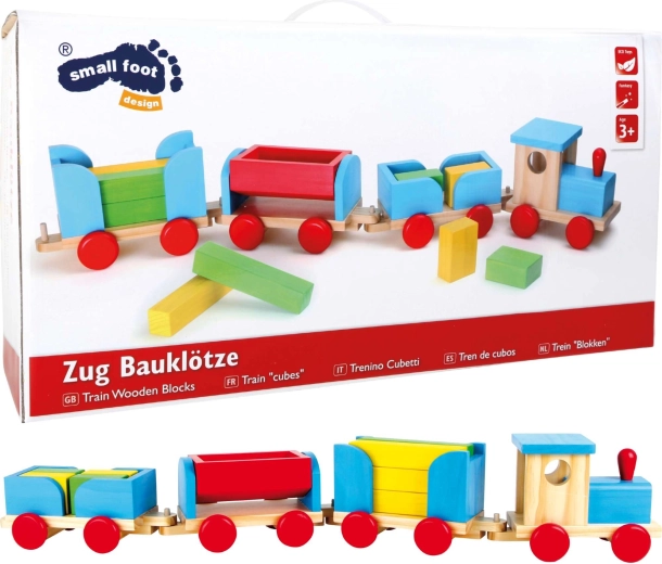 Small Foot trenino colorato in legno con cubi