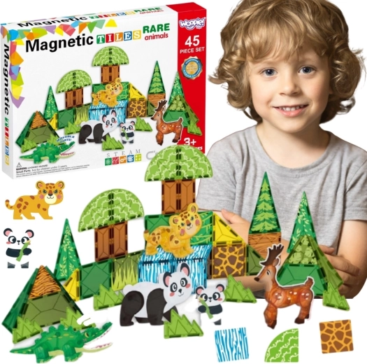 Set da costruzione magnetico 3D Woopie animali rari 45 pezzi