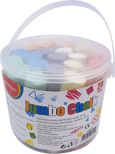 Gessetti da marciapiede Keyroad Jumbo, secchiello 20 pz