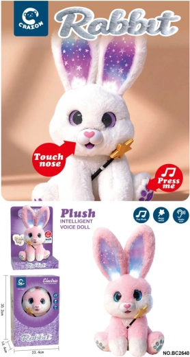 Coniglietto di peluche interattivo con luci e suoni bianco