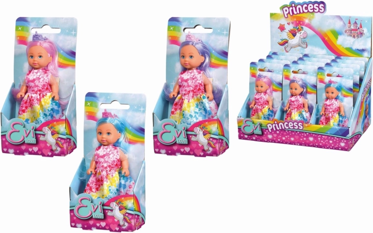 Bambola Evi Love principessa arcobaleno con capelli colorati - 1 pezzo