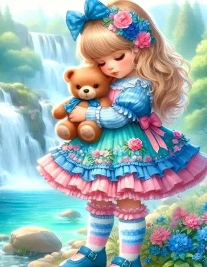 Norimpex pittura con diamanti bambina con orsacchiotto 30 × 40 cm
