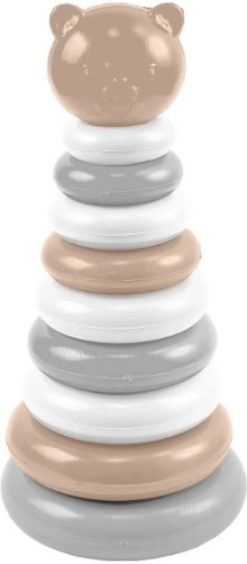 Piramide impilabile in legno Orsetto – beige‑grigio