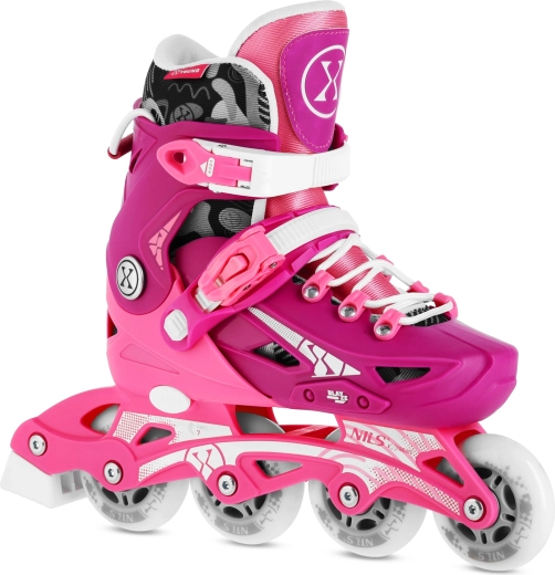 Pattini in linea regolabili per bambini Nils Extreme Blaze rosa – S (31-34)