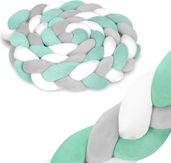 Paracolpi intrecciato per lettino 3 m menta–grigio RICOKIDS