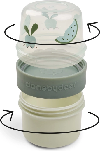 Done by Deer contenitore snack da asporto 2-in-1 Birdee verde