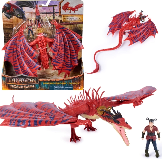 Spin Master Dragon Trainer set di figure: drago Monstrous Nightmare e Snotlout, ali mobili 55 cm