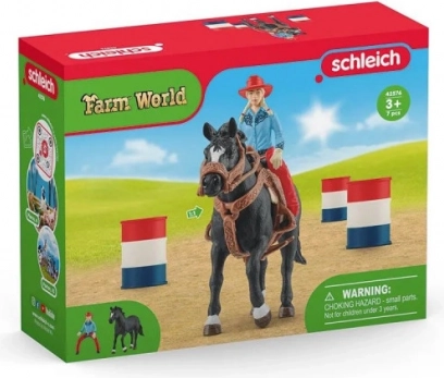 Cowgirl e corsa intorno ai barili Farm World