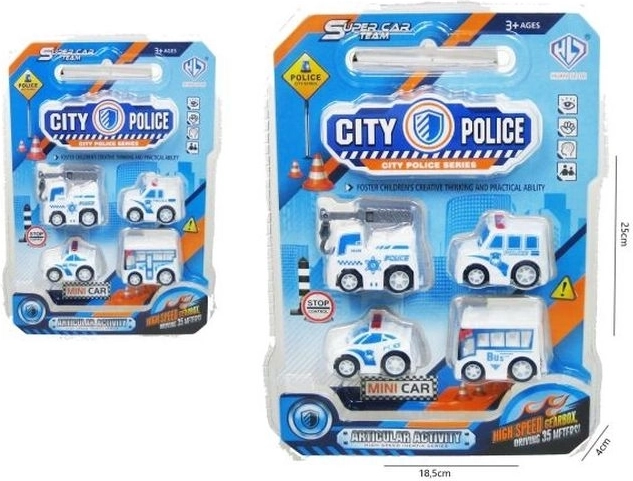 Set di macchinine della polizia da 5 cm (4 pz)