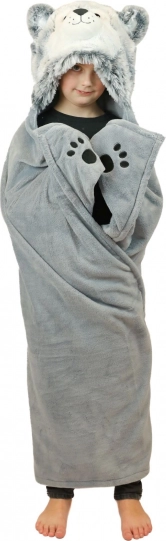 Cozy Noxxiez coperta calda con cappuccio Husky