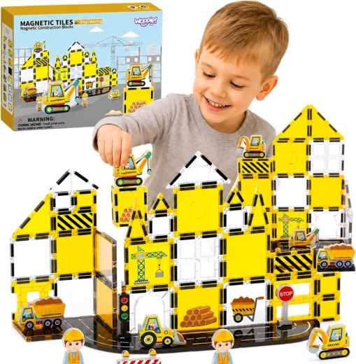 Set di costruzioni magnetiche Woopie Cantiere STEAM, 47 pezzi