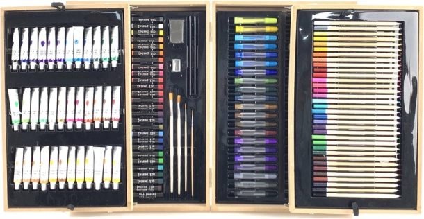 Set professionale per artisti in valigetta di legno, 174 pezzi