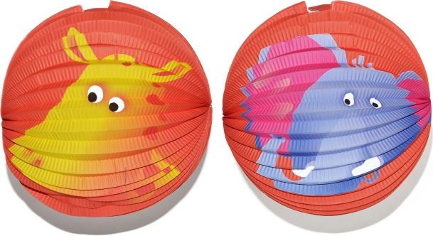 Lanterna di carta sfera con motivo animale 25 cm