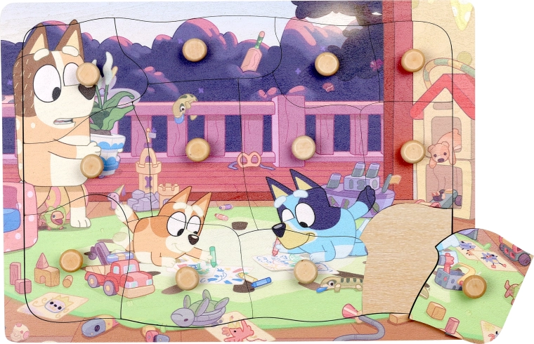Puzzle in legno con maniglie Bluey – 12 pezzi
