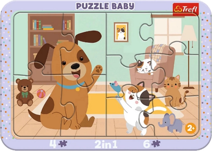 Puzzle baby con cornice "Come cane e gatto"