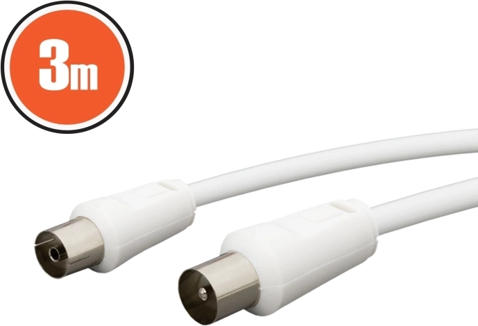 Cavo coassiale spina–presa 3 m bianco