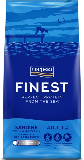 Crocchette per cani adulti di taglia grande con sardine FISH4DOGS e patate dolci 6 kg