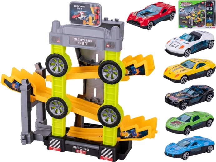 Pista da corsa 4 in 1 con macchinine in metallo