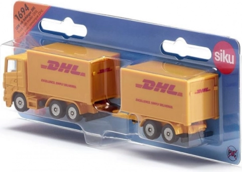 Camion per consegne DHL con rimorchio