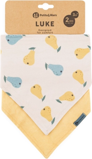 Bavaglini bandana Petite&Mars Luke, 2 pz – Beige pears e intense ochre