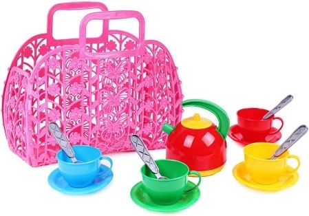 Set da tè colorato per bambini in borsa di plastica