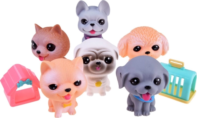 Set di figure di cani in gomma