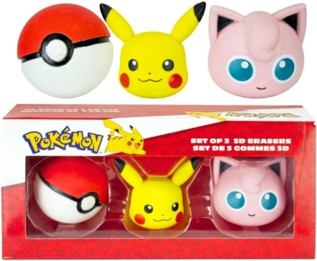 Gomma 3D POKÉMON – set da 3 pezzi