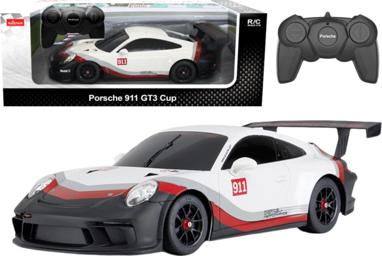 Auto RC 1:18 RASTAR PORSCHE 911 GT3 bianco‑grigio