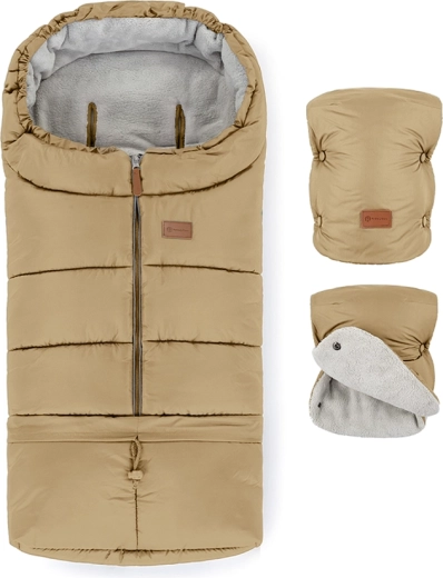 Petite&Mars set sacco termico invernale Jibot 3in1 e guanti per passeggino Jasie sweet toffee
