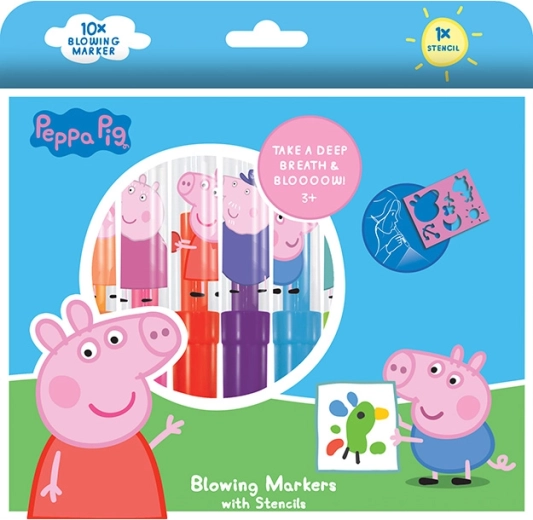 Pennarelli a soffio Peppa Pig 10+1 con stencil