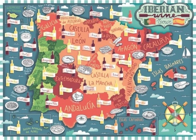 Ravensburger puzzle Mappa della penisola iberica – regioni vinicole 1000 pezzi