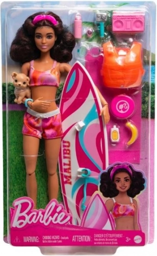 Barbie surfista con accessori da spiaggia