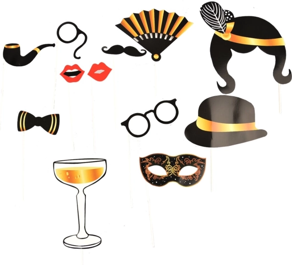 Set di accessori fotografici da festa per photobooth (12 pz)