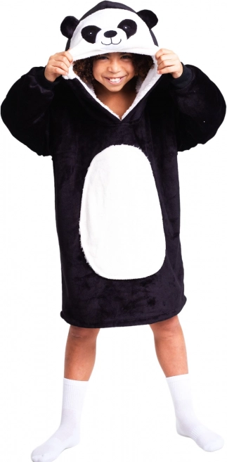 Cozy Noxxiez CH326 Panda - calda coperta felpa con cappuccio per bambini 7 - 12 anni