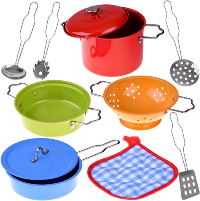 Set di stoviglie da cucina per bambini dipinte – set di gioco in metallo