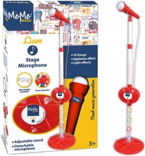Microfono Meme su supporto rosso