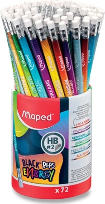 Matita in grafite senza legno MAPED Black’Peps Energy HB, mix di motivi