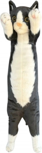 Gatto di peluche in piedi 55 cm bianco‑nero