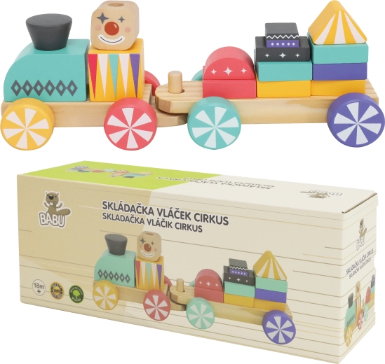 Babu trenino di carnevale in legno con blocchi