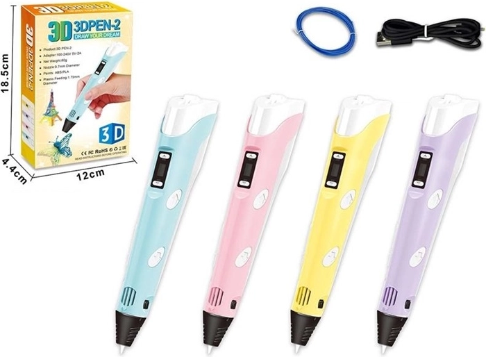 Penna 3D con filamento e cavo USB