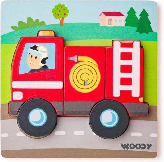 Woody baby puzzle a incastro in legno auto dei pompieri 5 pezzi - 1 pezzo