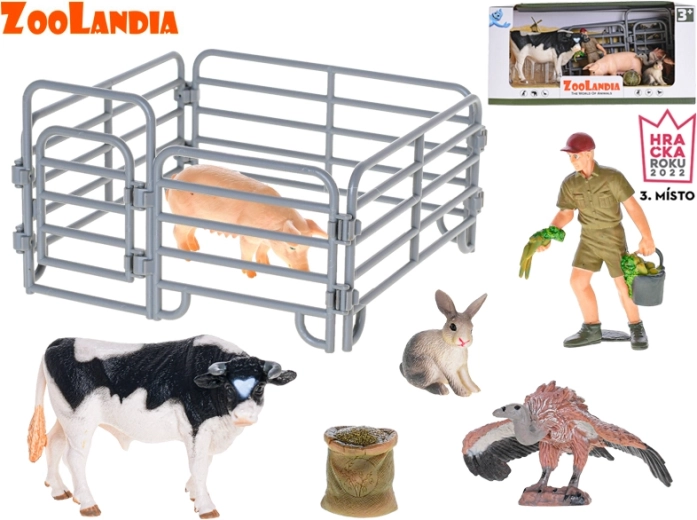 Zoolandia fattoria con toro e animaletti – set di gioco con accessori