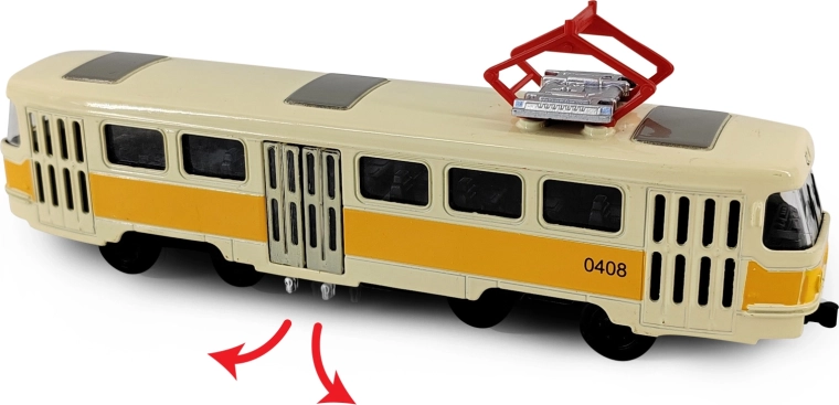 Tram retrò in metallo T3 giallo 16 cm