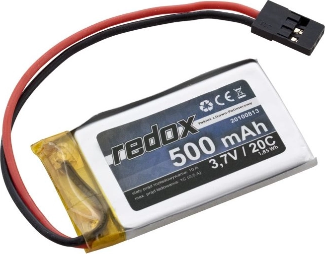 Batteria Li-Pol Redox 500 mAh 3,7 V 20C con connettore JR - 1 pezzo