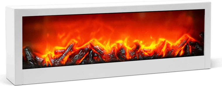 Camino decorativo con fiamma LED bianco, a batteria o USB, 60 × 10 × 20 cm