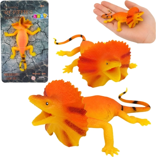 Realistica figurina in gomma elastica e allungabile di lucertola dal collare 19 cm