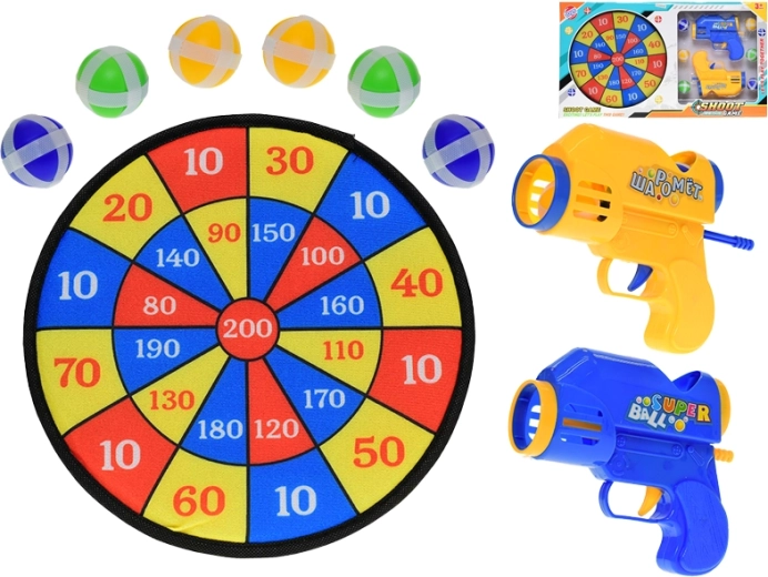 Bersaglio per bambini con velcro con 2 pistole e 6 palline, 27 cm